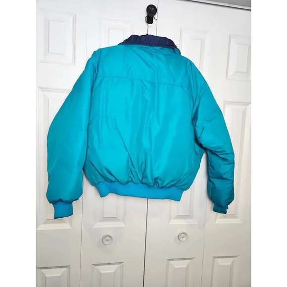 Vintage 90s Columbia Down Puffer Jacket Reversible Mens Adult Small L Blue Teal - Picture 2 of 11